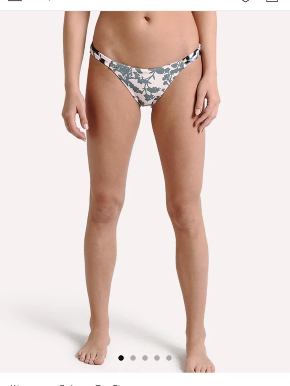 Maaji Teal Swim Bottom with Cream Floral Trim Size Large